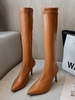 Back Zip Heeled Pointed Toe Riding Knee High Boots
