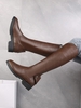 Back Zip Knee Length Vintage Chunky Boots