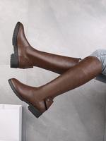 Back Zip Knee Length Vintage Chunky Boots