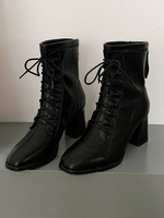 Back Zip Lace Up Chunky Heeled Boots