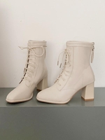Back Zip Lace Up Chunky Heeled Boots