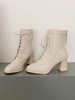 Back Zip Lace Up Chunky Heeled Boots