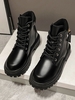 Back Zip Lug Sole Chunky Combat Boots