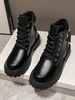 Back Zip Lug Sole Chunky Combat Boots