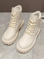 Back Zip Lug Sole Chunky Combat Boots