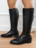 Back Zip Notched Knee High Boots