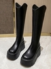 Back Zip Notched Platform Knee High Boots