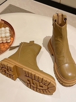 Back Zip Platform Ankle Boots