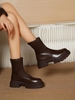 Back Zip Platform Ankle Boots