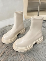 Back Zip Platform Ankle Boots