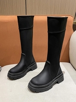 Back Zip Platform Knee High Boots