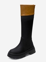 Back Zip Platform Knee High Boots