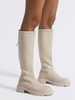 Back Zip Platform Knee High Boots