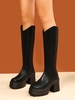 Back Zip Platform Solid Knee High Boots