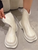 Back Zip V-notched Platform Boots