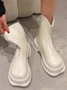 Back Zip V-notched Platform Boots