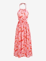 Backless Flower Print Halter Dress S