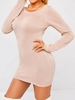 Backless Knitted Long Sleeve Slinky Dress S Light coffee