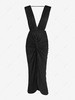 Backless Thigh High Slit Twisted Midi Dress L Black