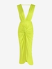 Backless Thigh High Slit Twisted Midi Dress L Green