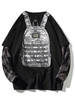 Backpack Print Plaid Faux Twinset Sweatshirt 2xl Black