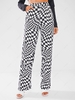 Baggy Op Art Checkerboard Wide Leg Jeans M Black