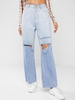 Baggy Ripped Light Wash Boyfriend Jeans S Light blue