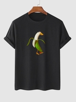 Banana Duck Pattern Funny T-shirt L Black