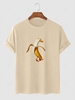 Banana Duck Pattern Funny T-shirt L Light coffee