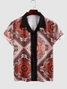 Bandana Print Colorblock Short Sleeve Shirt S Cherry red