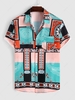 Bandana Printed Front Pocket Button Up Shirt L Turquoise