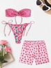Bandeau Bikini Watermelon Print Matching Couple Swimwear Light pink