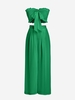 Bandeau Smocked Ruffle Bowknot Wide Leg Pants Set L Deep green