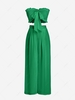 Bandeau Smocked Ruffle Bowknot Wide Leg Pants Set M Deep green