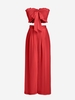 Bandeau Smocked Ruffle Bowknot Wide Leg Pants Set M Red