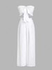 Bandeau Smocked Ruffle Bowknot Wide Leg Pants Set S White