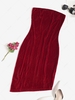 Bandeau Velvet Bodycon Party Dress M Red