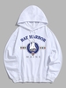 BAR HARBOR and Sailboat Graphic Pattern Pullover Hoodie 2xl White