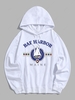 BAR HARBOR and Sailboat Graphic Pattern Pullover Hoodie M White