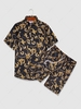 Baroque Chain Printed Shirt and Drawstring Shorts Set Xxl Black