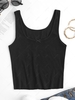 Basic Bowknot Ribbed Tank Top L Black