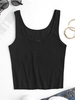 Basic Bowknot Ribbed Tank Top M Black