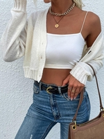Basic Button Up Cardigan M White