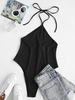 Basic Halter Bodysuit M Black