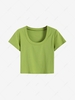 Basic Plain Cropped Tee L Green