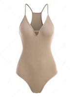 Basic Rib-knit Bodysuit Light coffee
