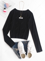 Basic Rib-knit Lapel Top L Black