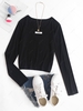 Basic Rib-knit Lapel Top M Black