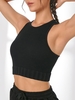 Basic Ribbed Sporty Tank Top M Black