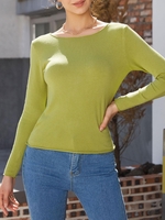 Basic Rolled Trim Knitwear Light green